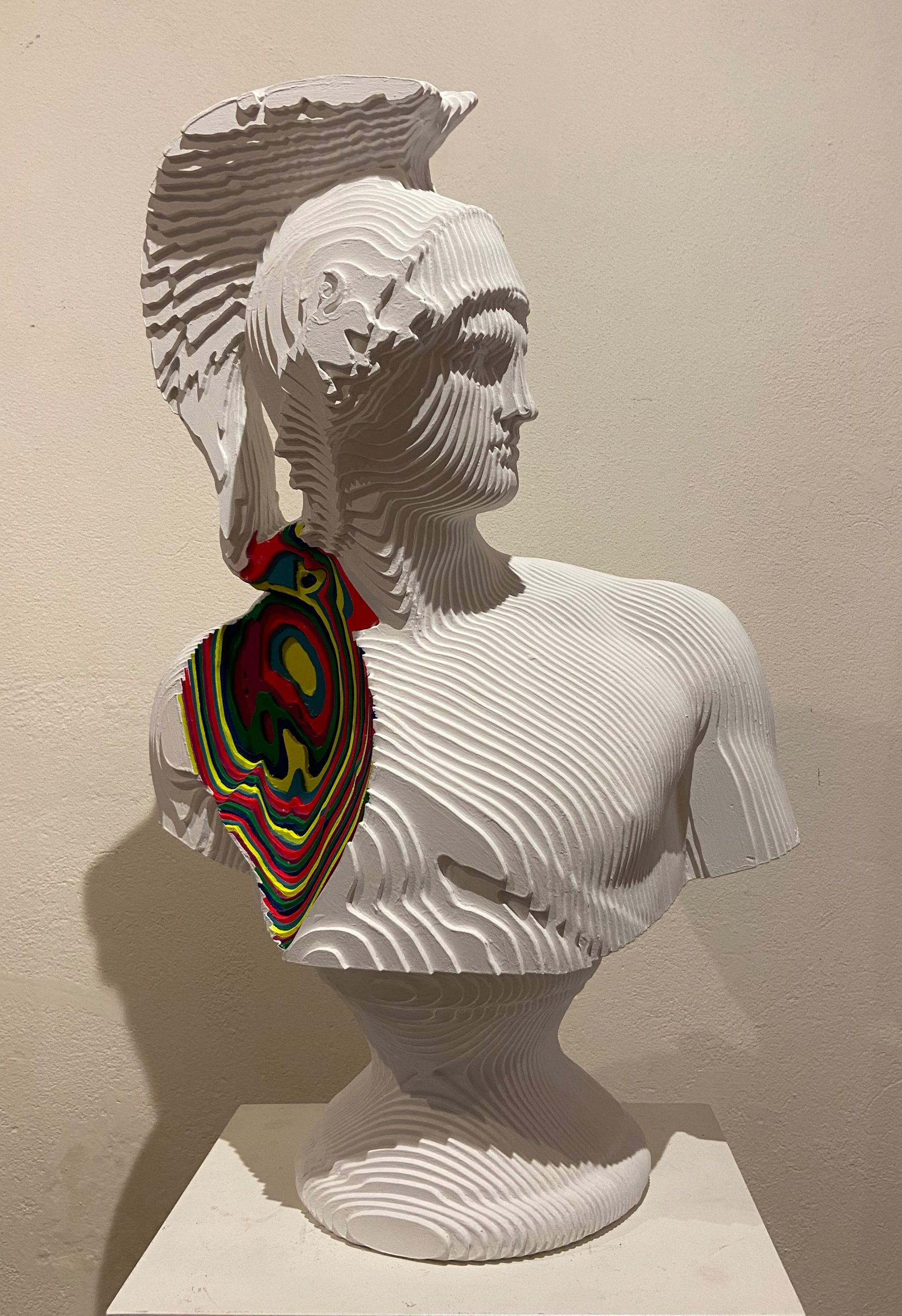 DANIELE FORTUNA “Warrior colormination” 2021, Acrilico su legno, cm. 70x42x28
