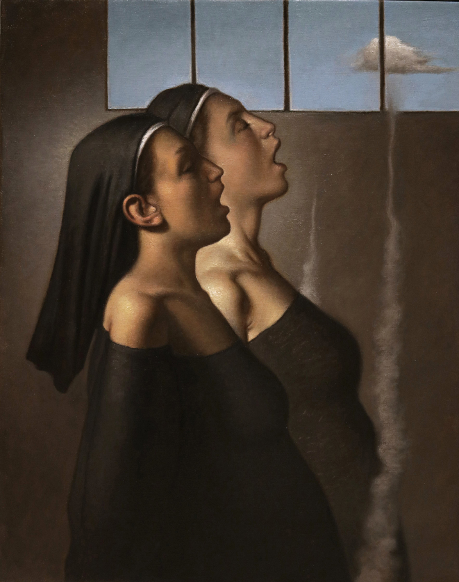 Mattia Barbalaco, La fumata bianca, 2022, olio su tela, 75x60 cm