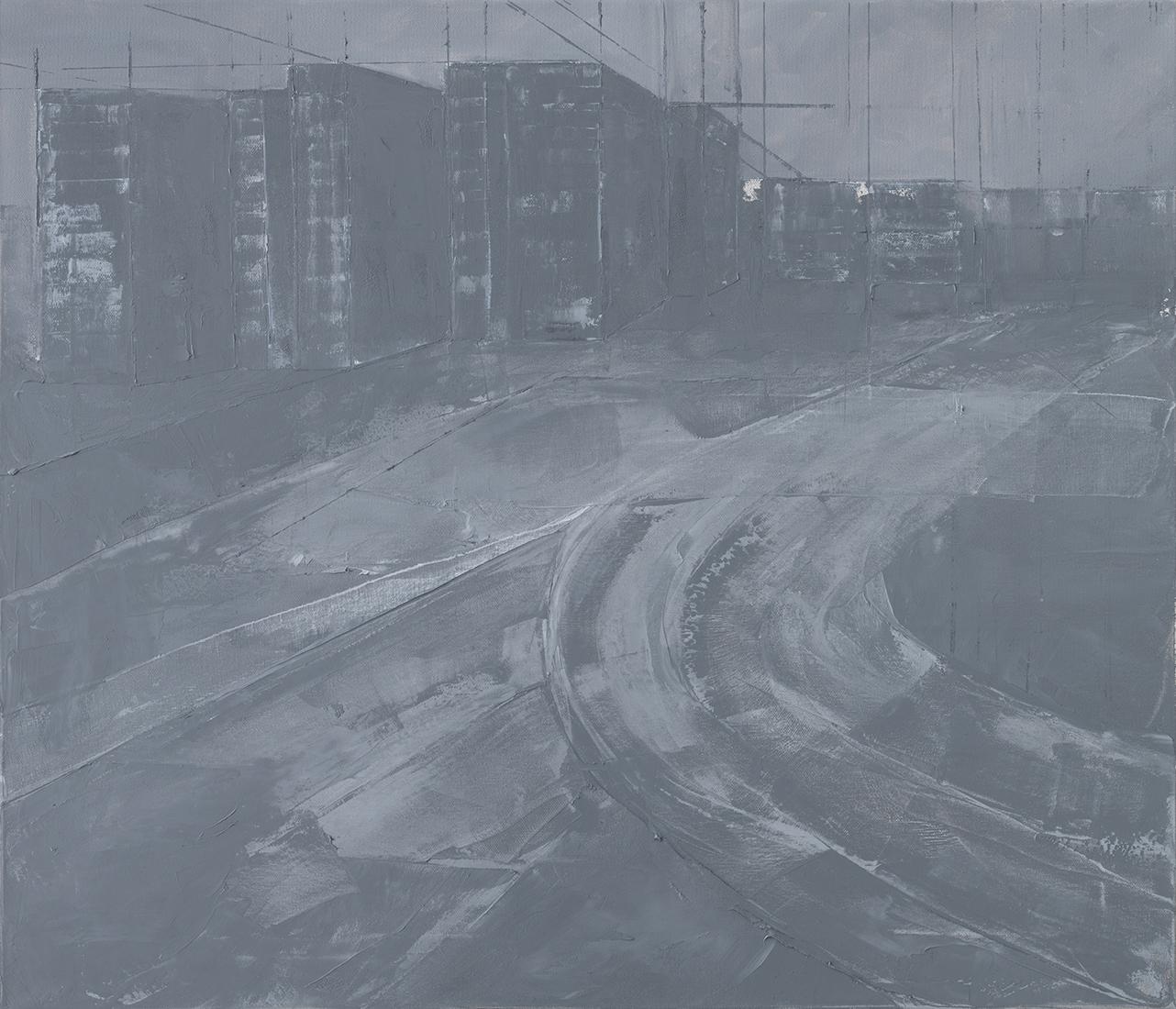 Oana Maria Pop, Precast landscape III, 2019, olio su tela, 60x70 cm