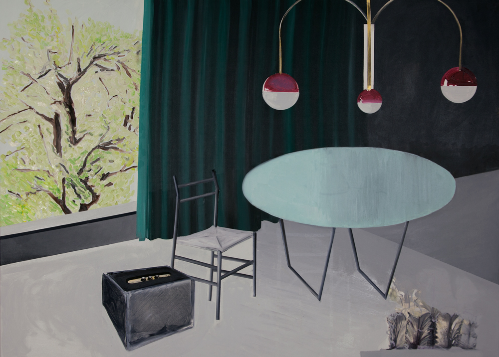 Roberta Cavallari, The Living Room, 2021, olio su tela, 95x132 cm