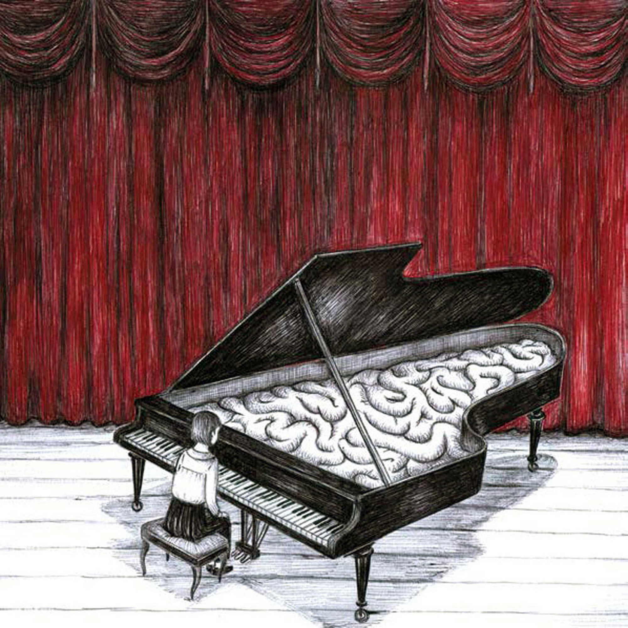 Virginia Mori, La pianista, Penna bic su carta, 2016, 30x21cm