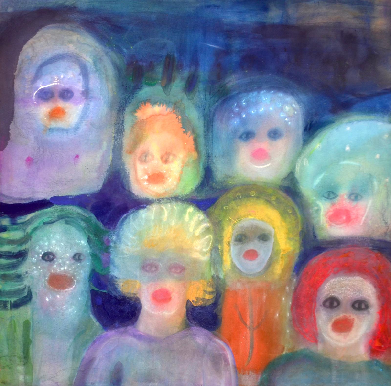 Ingrid Piccini, Apparizioni, 2025, tempera su tela, 100 x 100cm